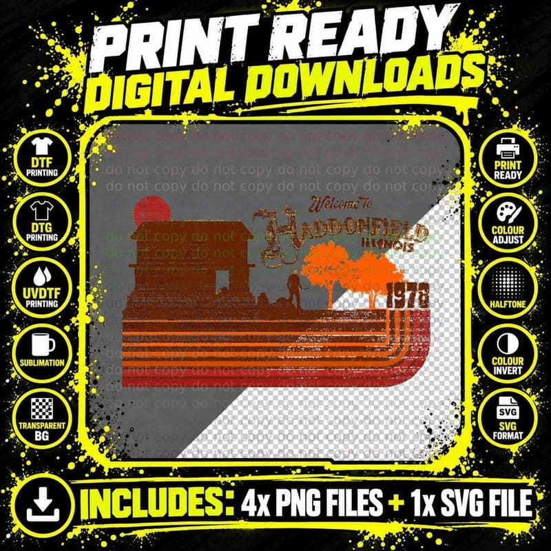 Welcome to Haddonfield Retro Horror 70s Tourist T-Shirt Png SVG Digital Bundle