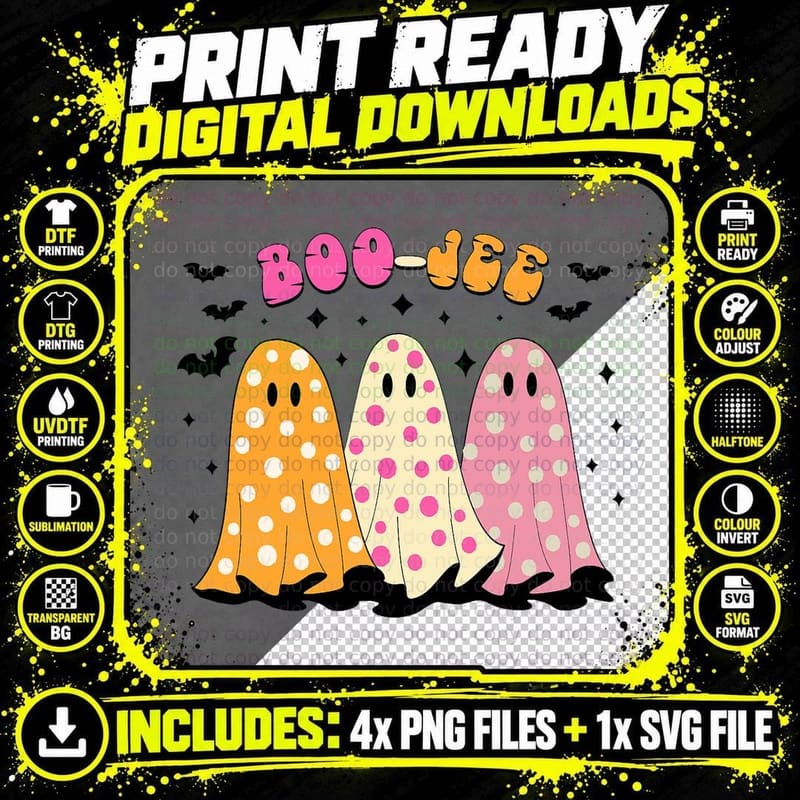 Western Cowboy Cowgirl Funny Ghost Halloween Boujee Png SVG Digital Bundle