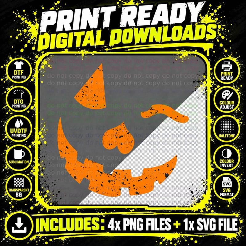 Winking Pumpkin FACE Funny Halloween Funny Halloween Png SVG Digital Bundle