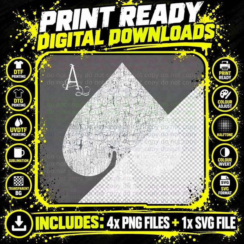 Ace of Spades Poker Playing Card T-Shirt Png SVG Digital Bundle