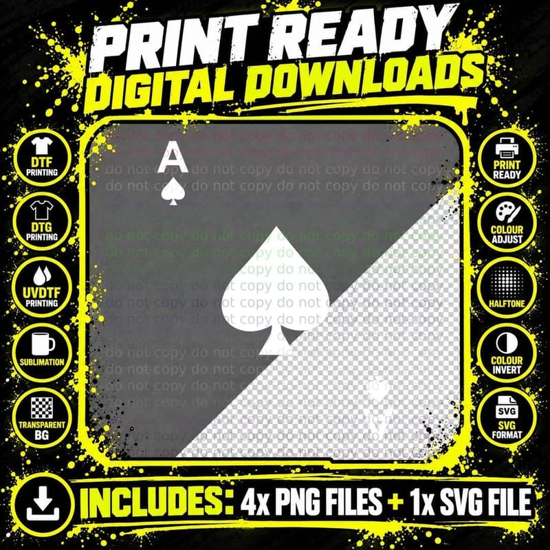 Ace of Spades Tshirt Blackjack Cards Poker 21 Teeshirt Png SVG Digital Bundle