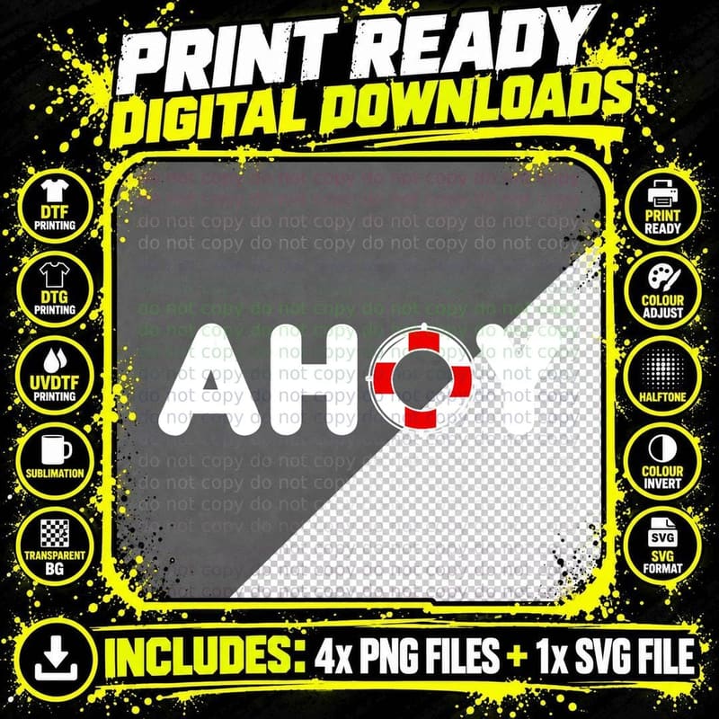 Ahoy Sailing T-Shirt, Nautical Life Preserver Png SVG Digital Bundle