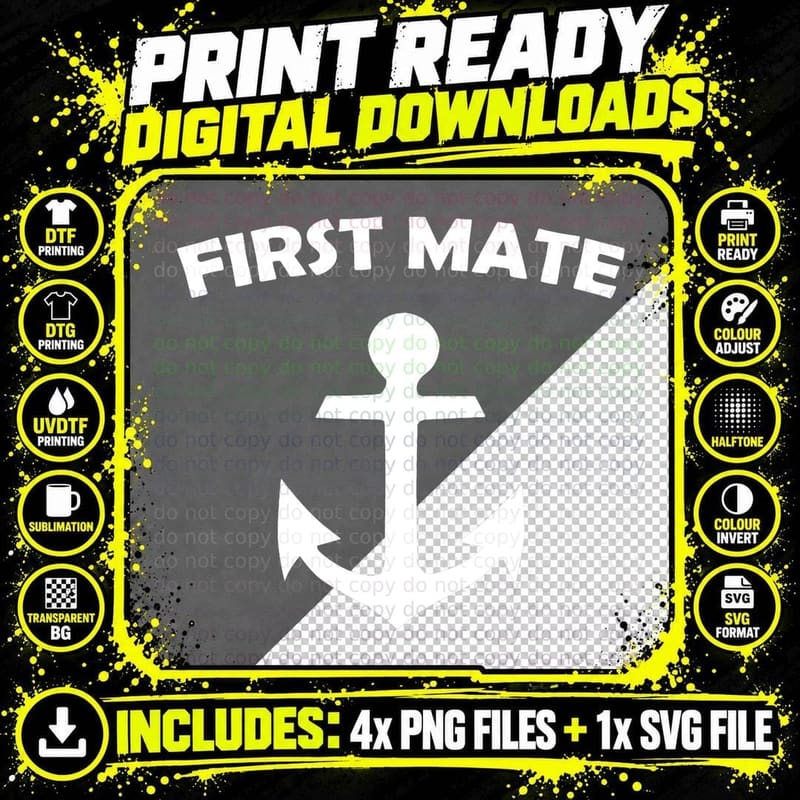 Anchor First Mate Nautical Style Matching Outfit Sailing Png SVG Digital Bundle