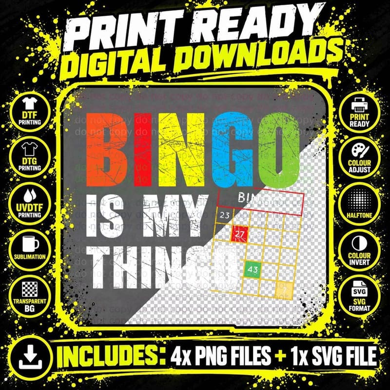 Bingo Player Bingo Caller Bing Lover Gambling Casino Png SVG Digital Bundle