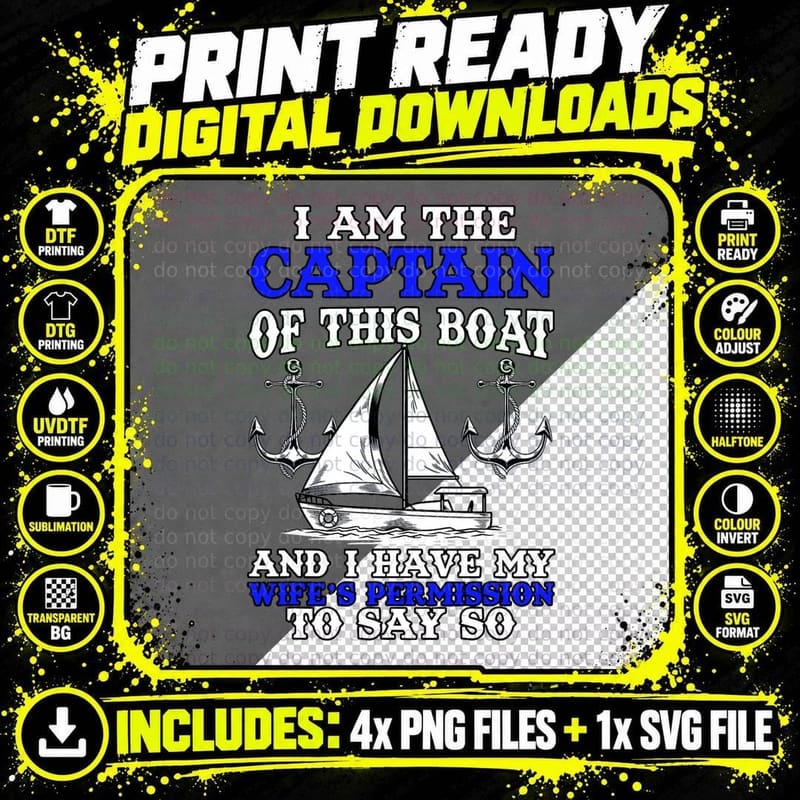 Boat Captain Boater Husband Sailing Sailor Seafarer Png SVG Digital Bundle