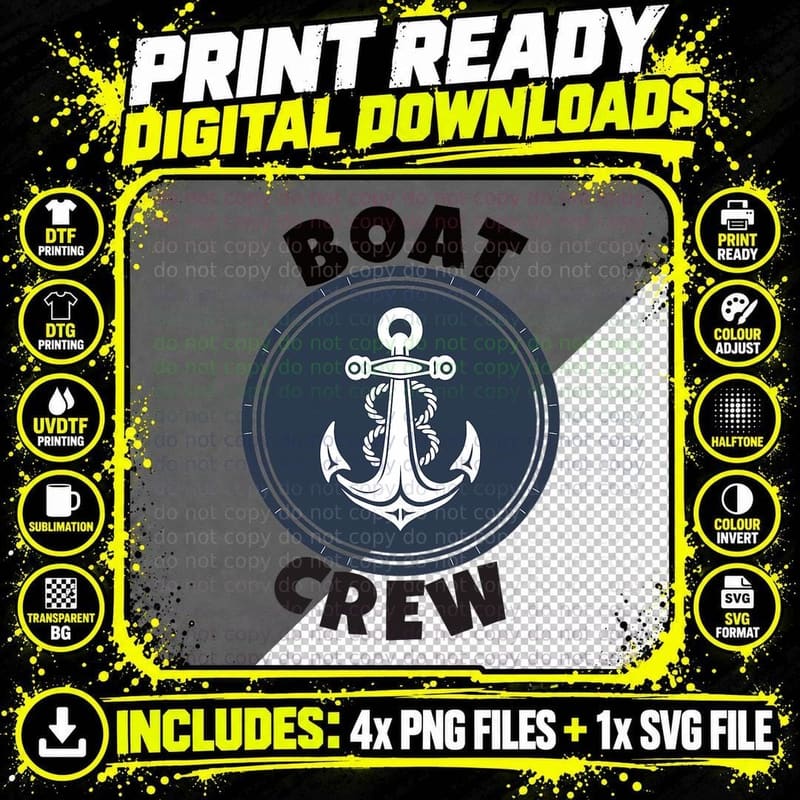Boat Crew Anchor Motorboat or Sailing Boat Crew Png SVG Digital Bundle
