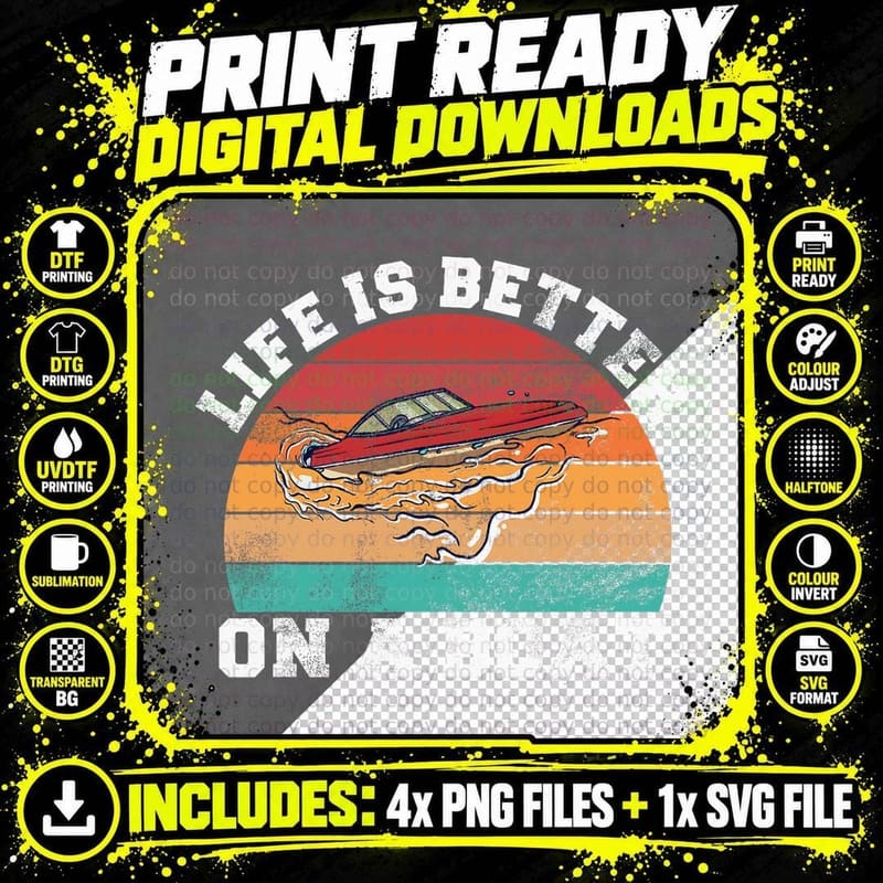 Boat Life Captain Boating Skipper Seamen Motor Boat Png SVG Digital Bundle