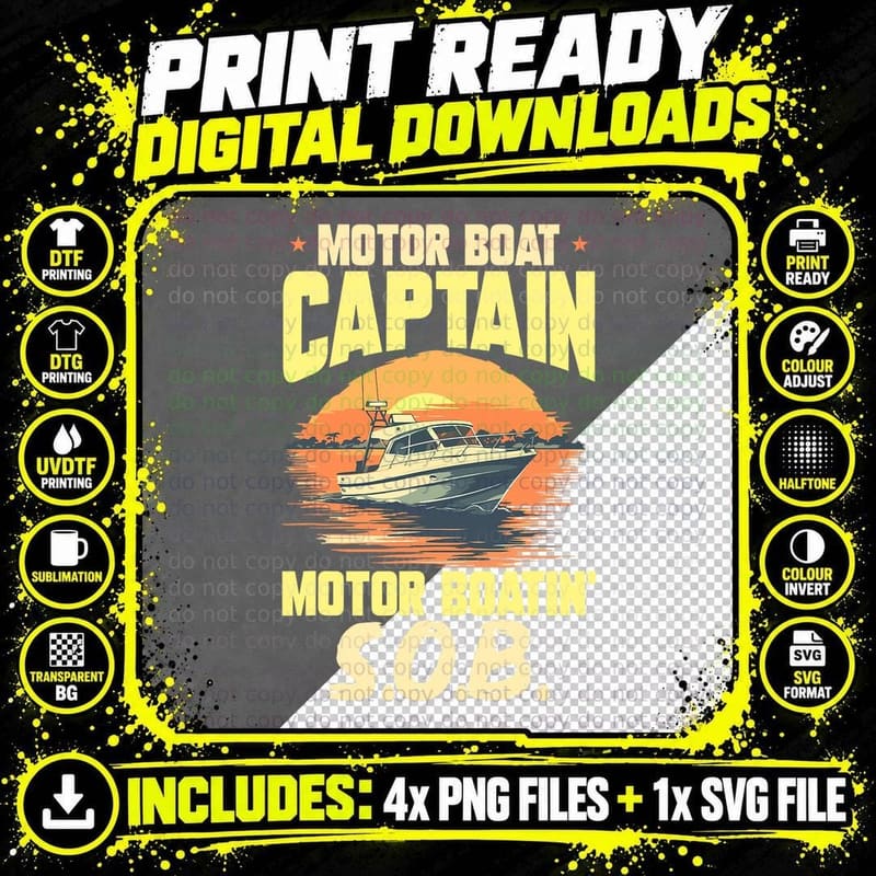 Boating Boat Captain Motor Boat Captain Motor Png SVG Digital Bundle