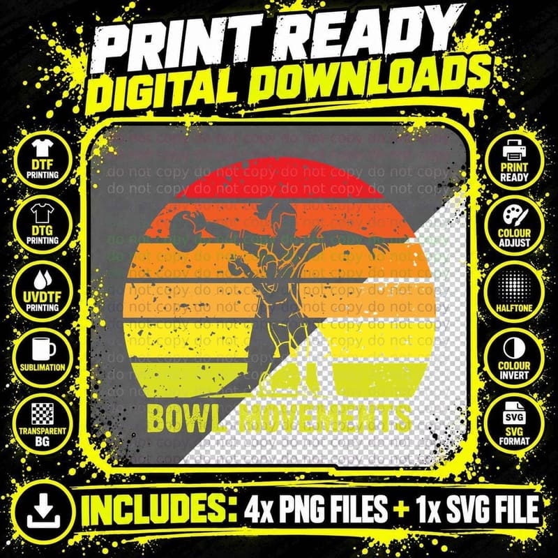 Bowl Movements Bowling T-Shirt, Bowling Players Sunset Png SVG Digital Bundle