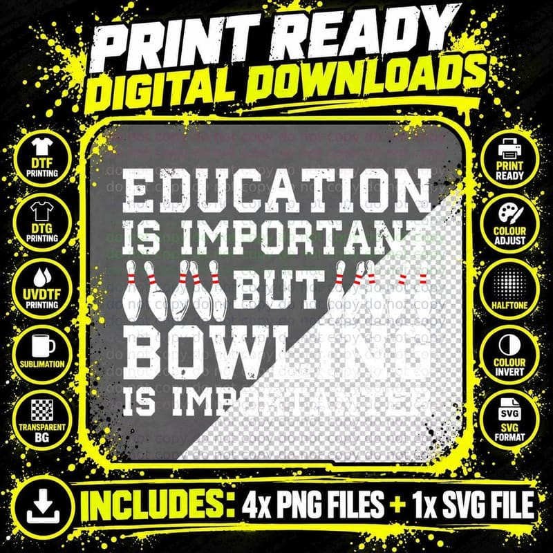 Bowling Art for Men Women Bowling Lover Pin Target Png SVG Digital Bundle