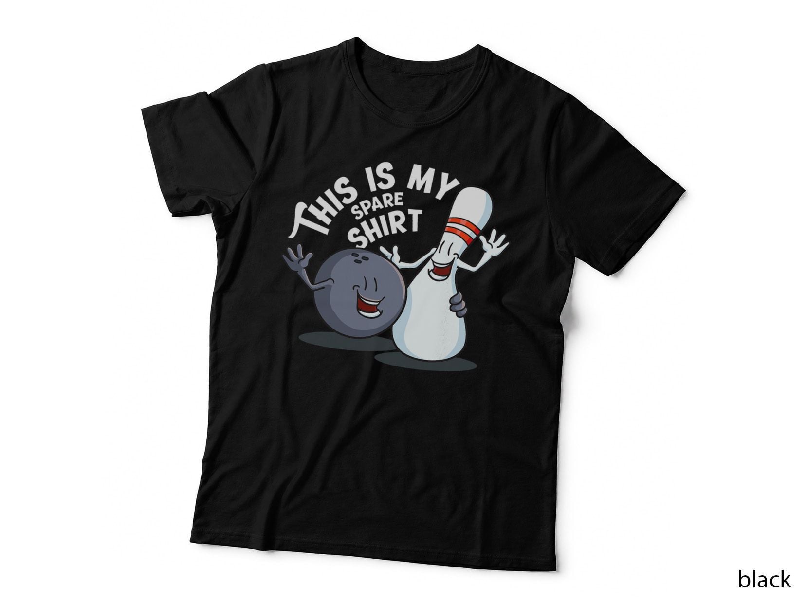 Bowling T-Shirt, This Is My Spare, Cartoon Ball and Pin Duo Graphic