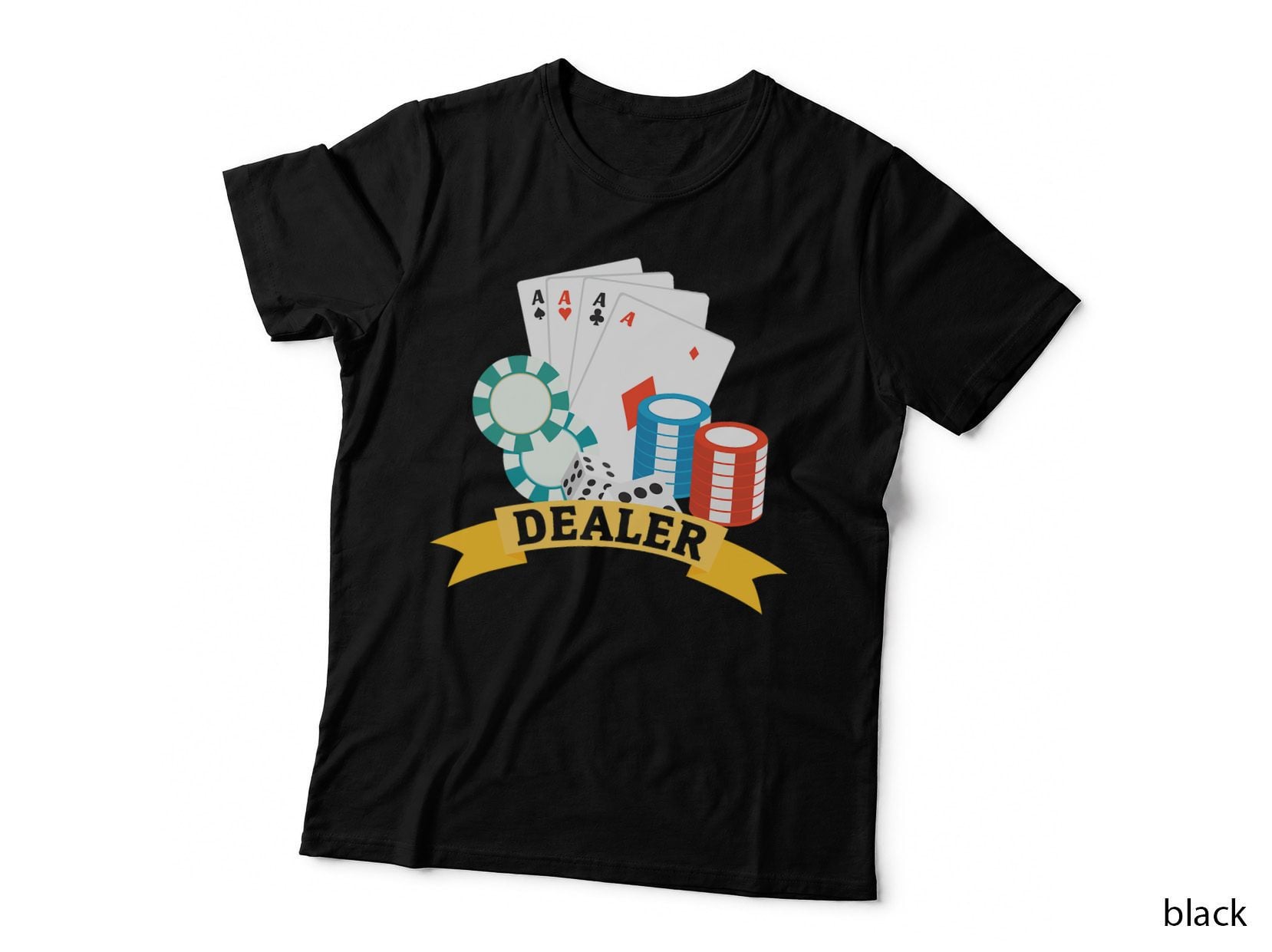 Casino Dealer T-Shirt - Chips Cards Poker