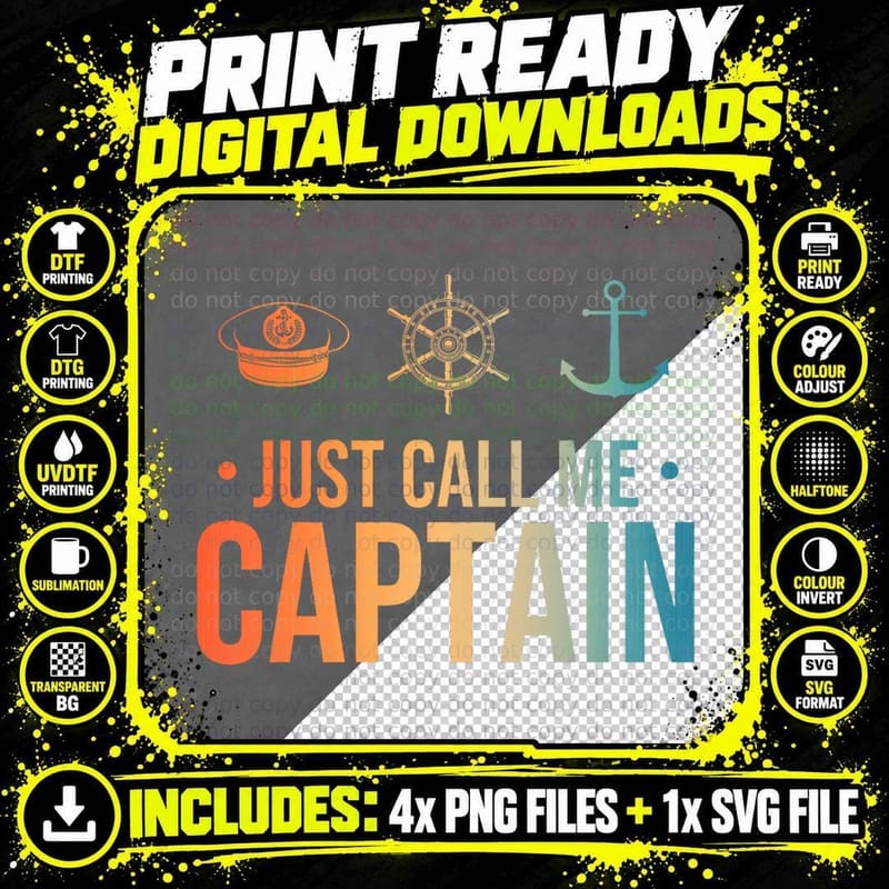 Cool Boat Captain Art for Men Women Sailboat Boating Png SVG Digital Bundle