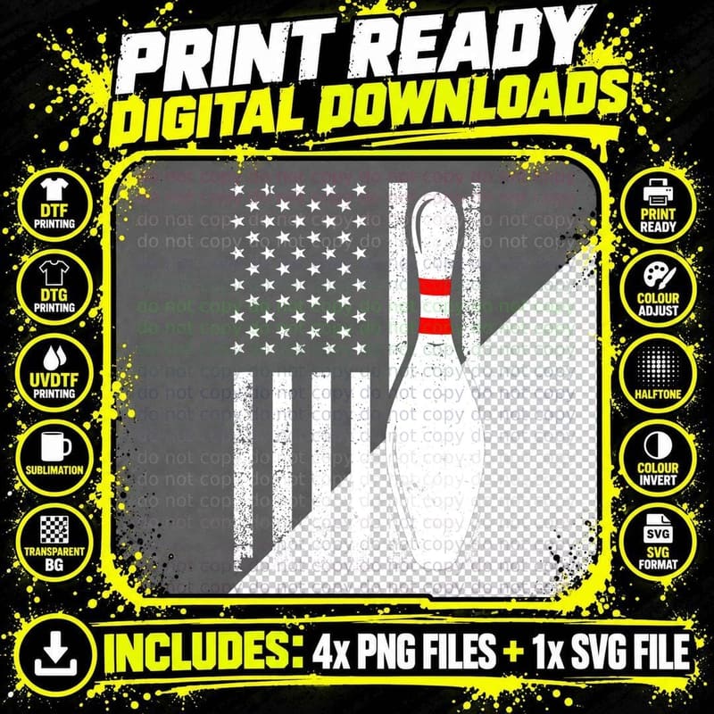 Cool Bowling Design for Men Women Bowler Bowling Pin Png SVG Digital Bundle