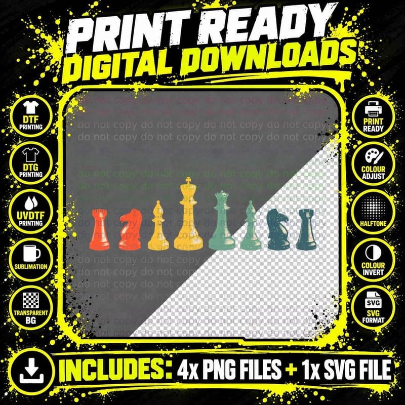 Cool Chess Lover Art for Men Boys Kids Chess Players Png SVG Digital Bundle