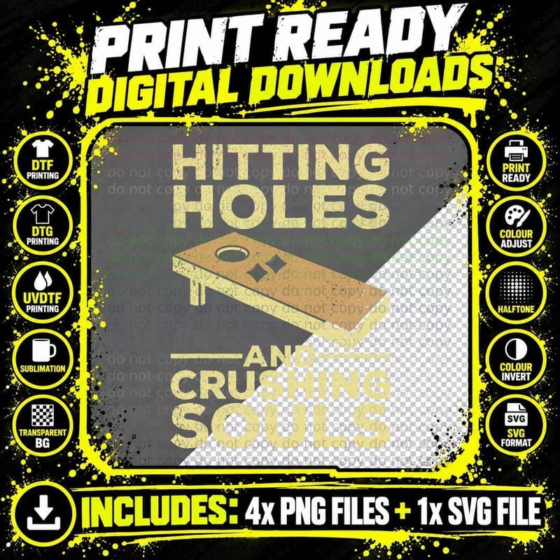 Cool Cornhole Art for Men Women Corn Hole Lover Board Png SVG Digital Bundle