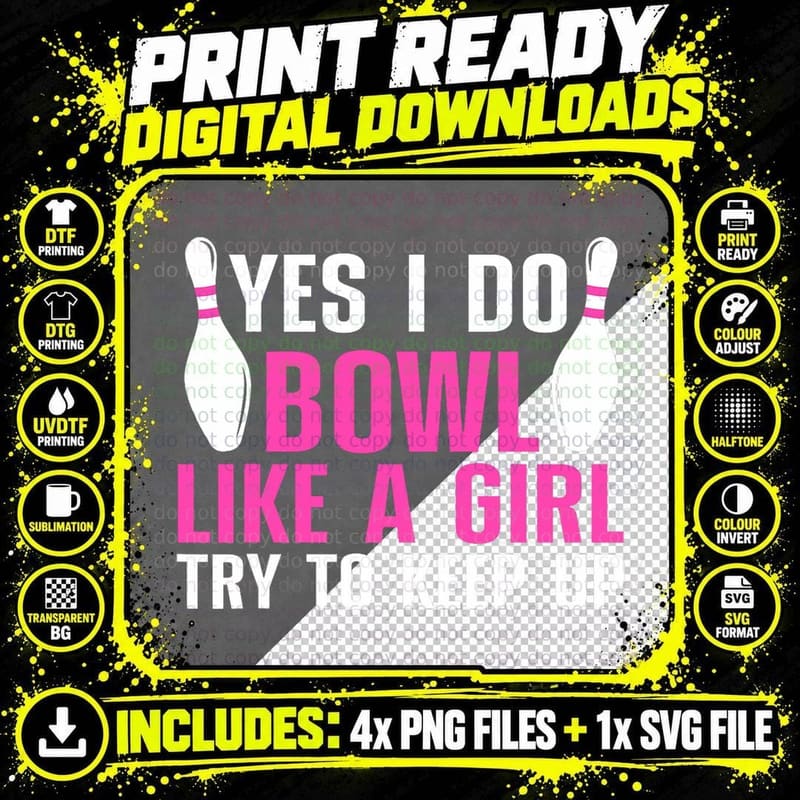 Cute Bowling for Women Girls Bowler Spare Me Ladies Png SVG Digital Bundle