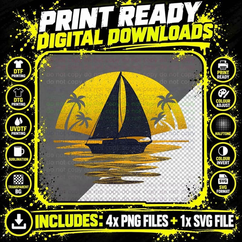 Cute Sailing Design for Men Women Sailboat Sail Sailing Png SVG Digital Bundle