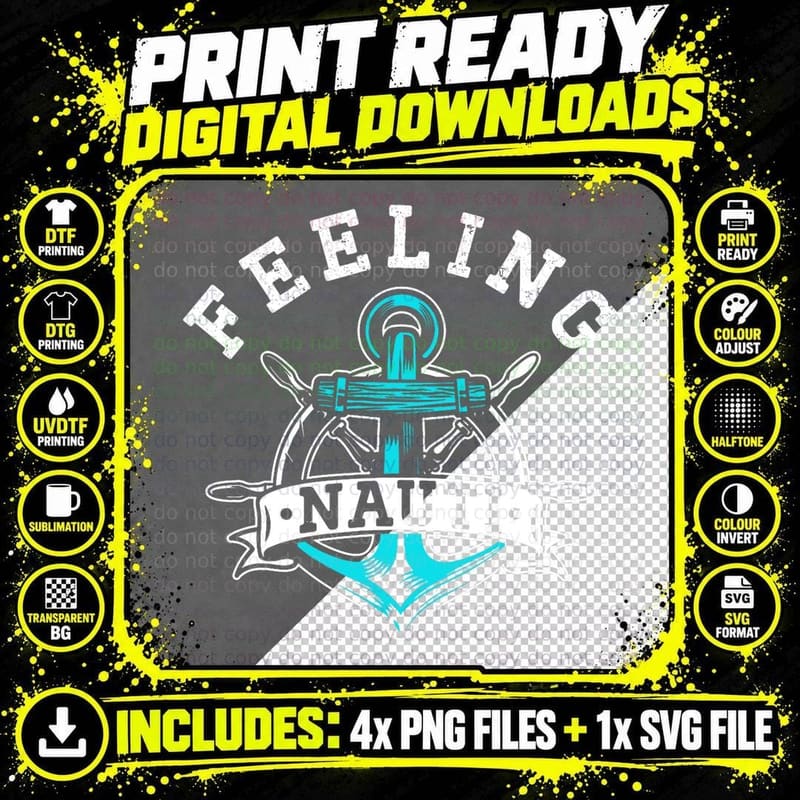 Feeling Nauti Boating Anchor T-Shirt Png SVG Digital Bundle