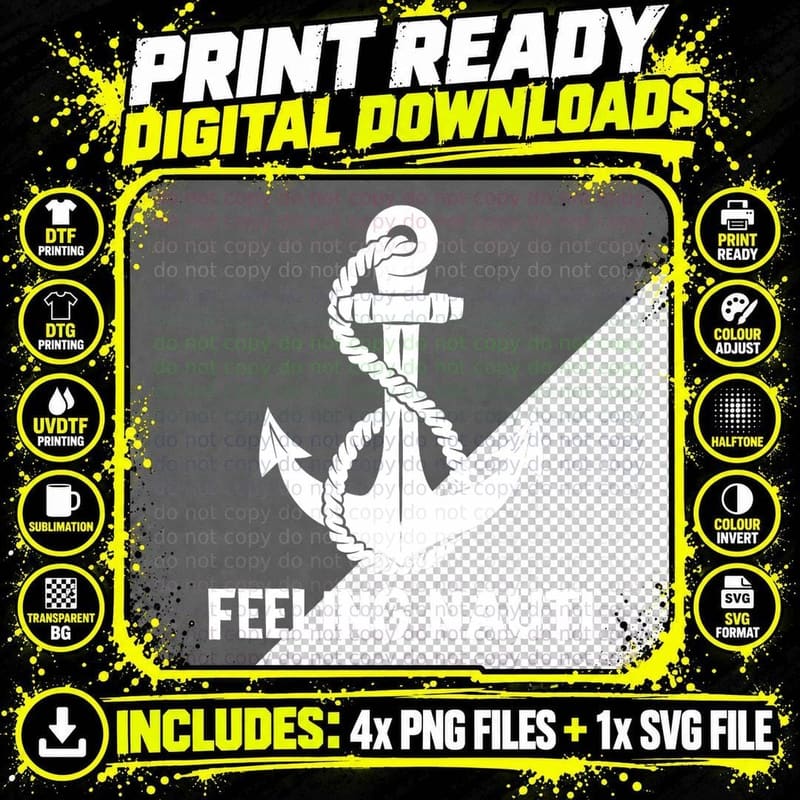 Feeling Nauti Nautical Boat Sailor Sailing Captain Png SVG Digital Bundle
