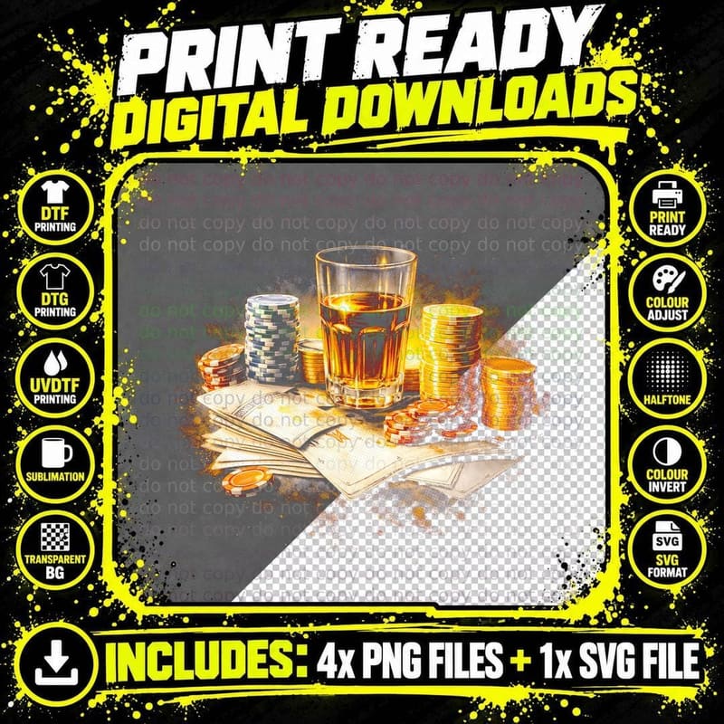 High Stakes Poker T-Shirt, Halftone Old Money Luxury Png SVG Digital Bundle