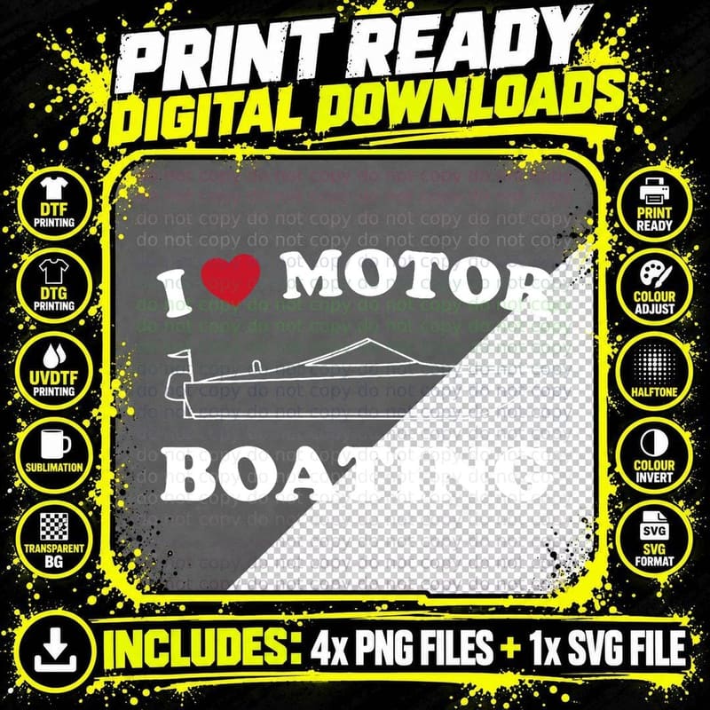 I Love Motor Boating Outfit Motorboat Lover Boater Png SVG Digital Bundle