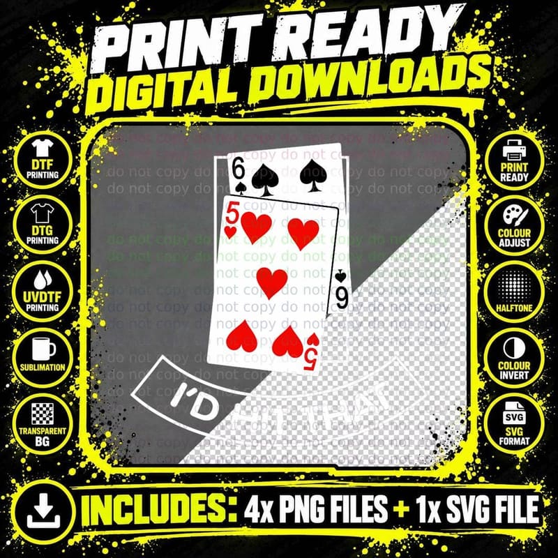 I'd Hit That - Blackjack Gambling T-Shirt Png SVG Digital Bundle