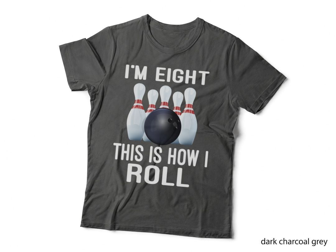 I'm Eight This Is How I Roll Bowling T-Shirt, Bowling Pins and Ball Graphic Tee