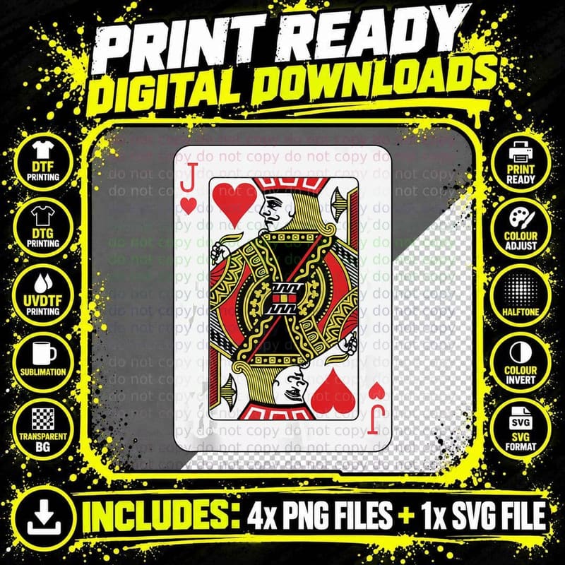 Jack of Hearts Playing Card Poker, Love Gift Love T-Shirt Png SVG Digital Bundle