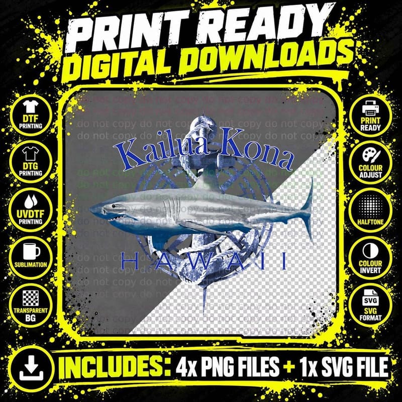 Kailua Kona Hawaii Nautical Sailing Boating T-Shirt Png SVG Digital Bundle