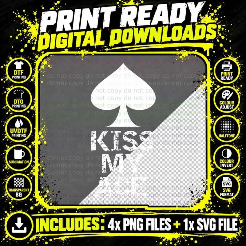 Kiss My Ace Poker Night Gambling Casino T-Shirt Png SVG Digital Bundle