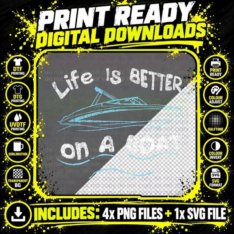 Life Is Better on a Boat Captain Boater Boating Pontoon Png SVG Digital Bundle
