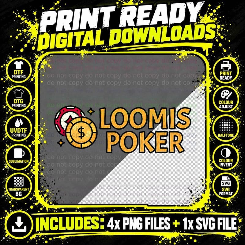 Loomis Poker with Chips T-Shirt Png SVG Digital Bundle