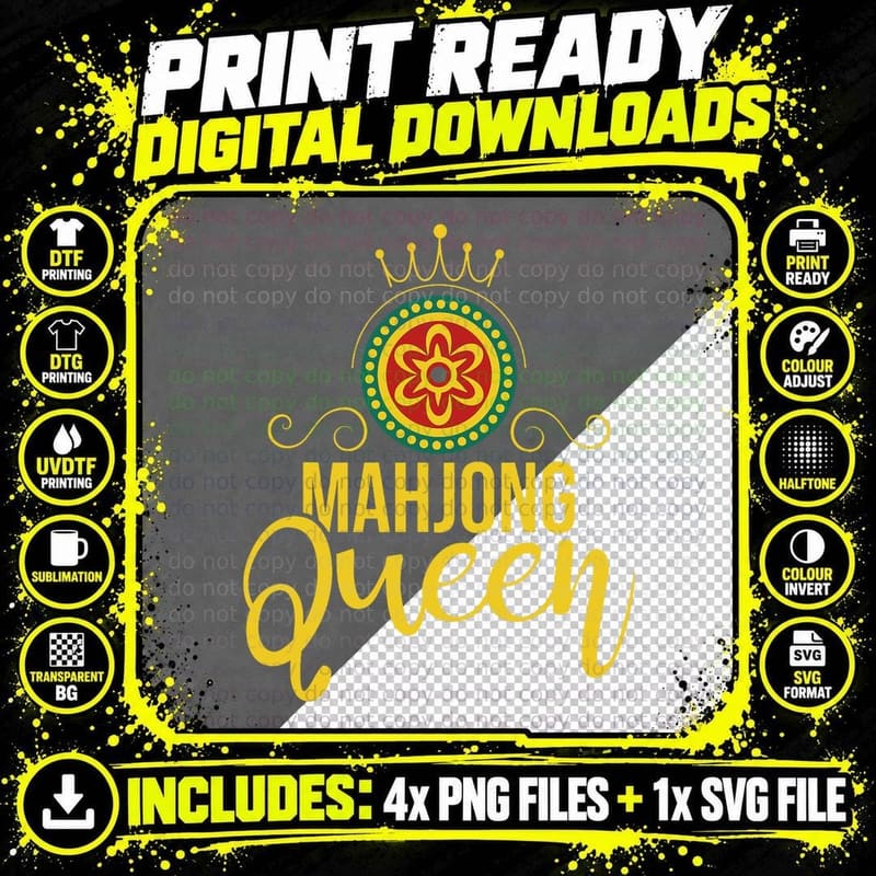 Mahjong Queen - Casino Player Chinese Game Gambling Png SVG Digital Bundle