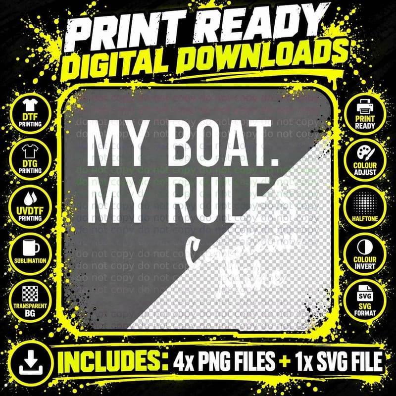 My Boat My Rules Captain Mike Personalized Boating Name Png SVG Digital Bundle