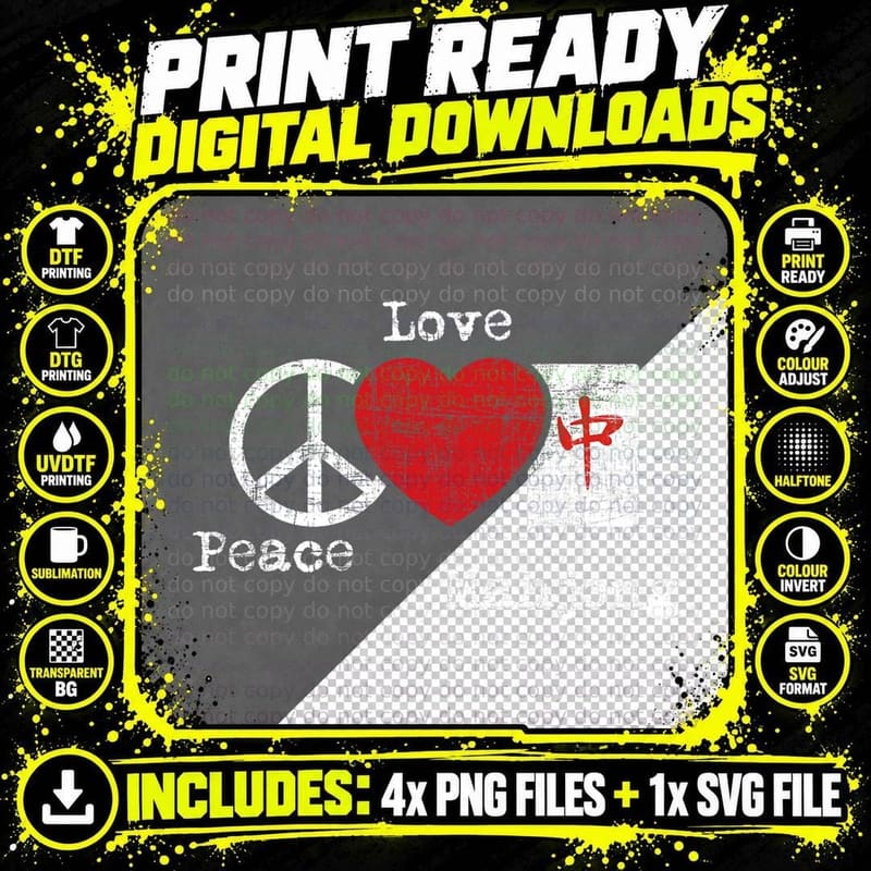 Peace Love Mahjong - Gambling Casino Player Chinese Game Png SVG Digital Bundle