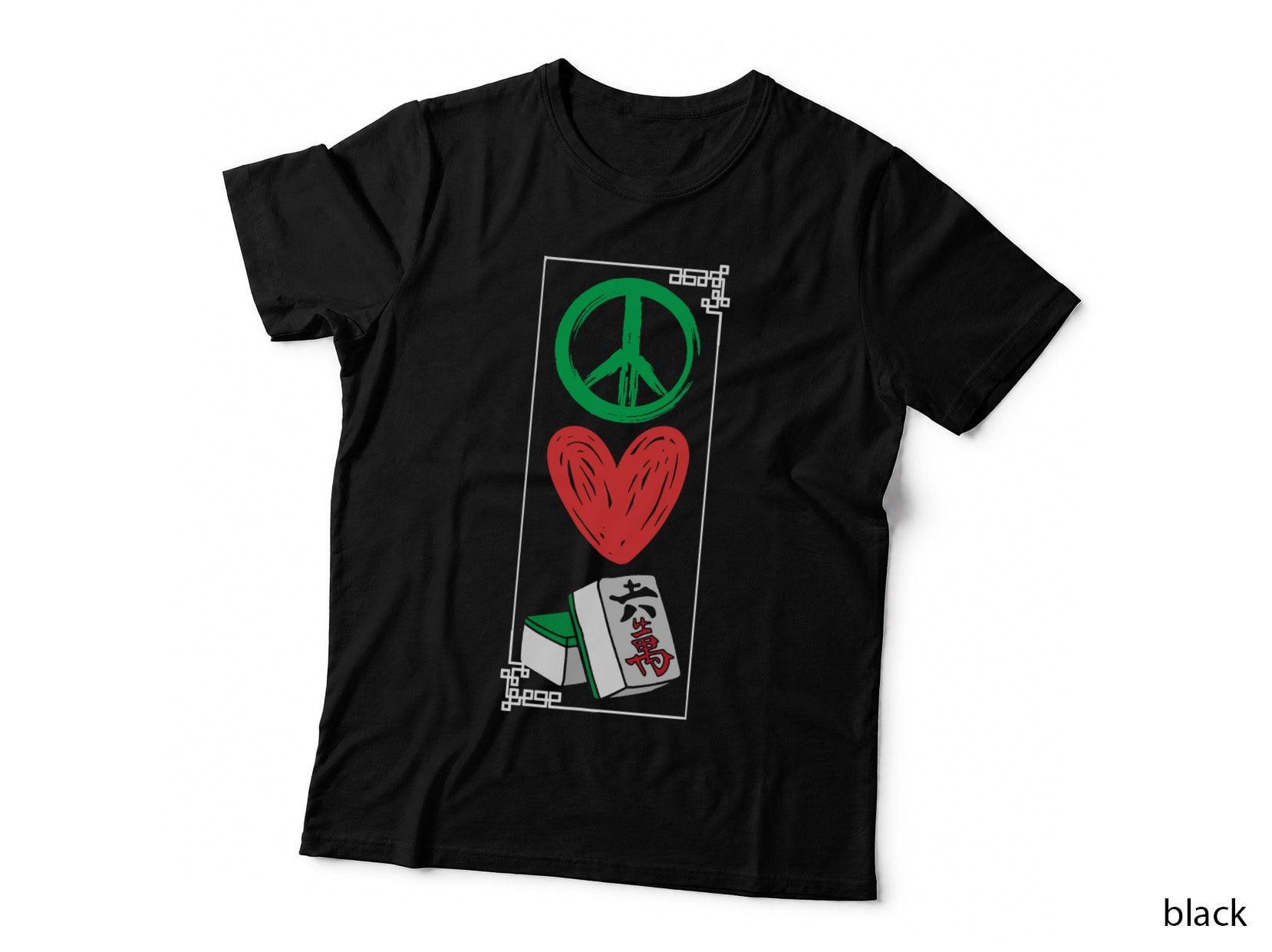 Peace Love Mahjong Chinese Board Game Mah-Jongg Player T-Shirt