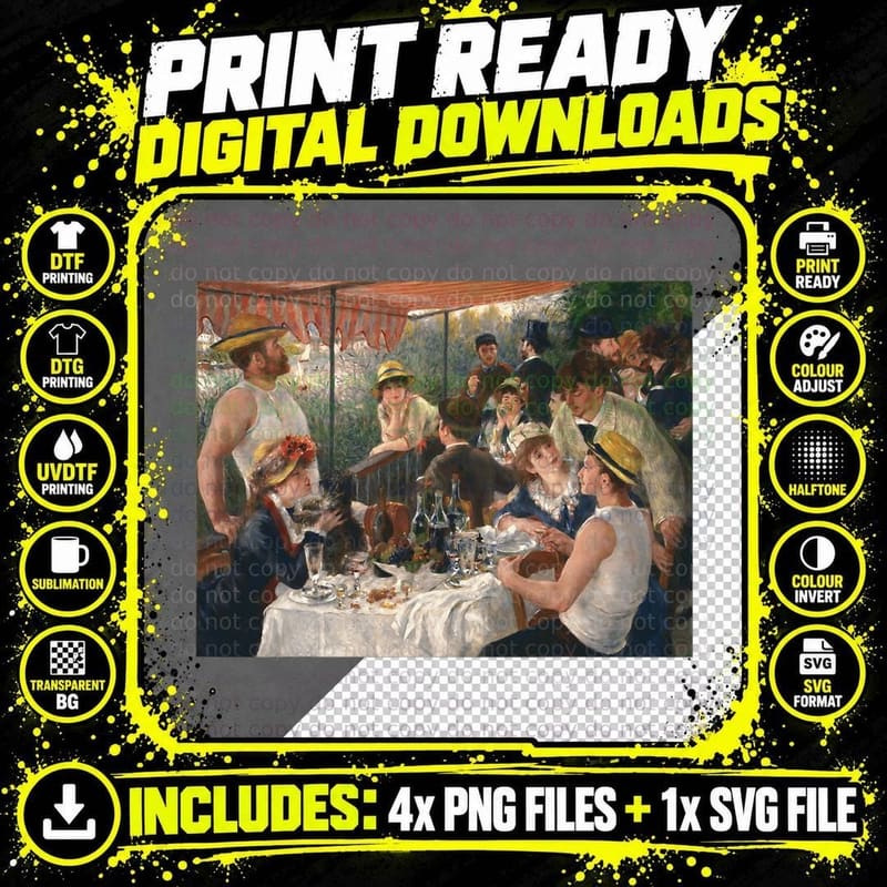 Pierre-Auguste Renoir's Luncheon of the Boating Party Png SVG Digital Bundle
