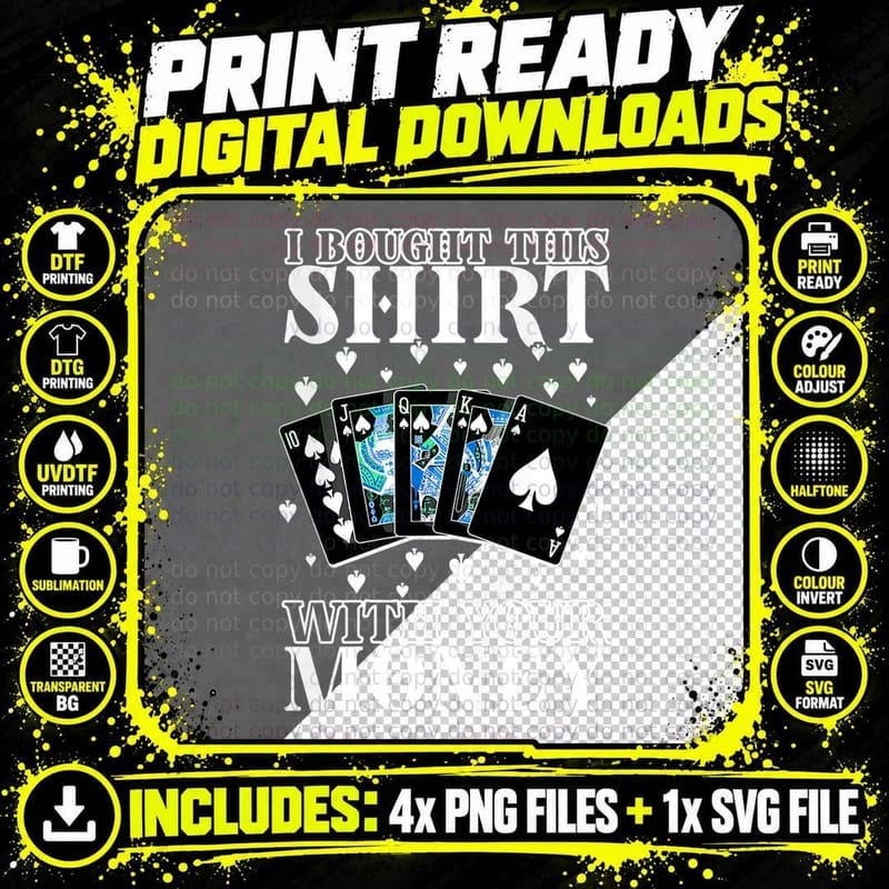 Play Poker Card Game Casino Poker, Game T-Shirt Png SVG Digital Bundle
