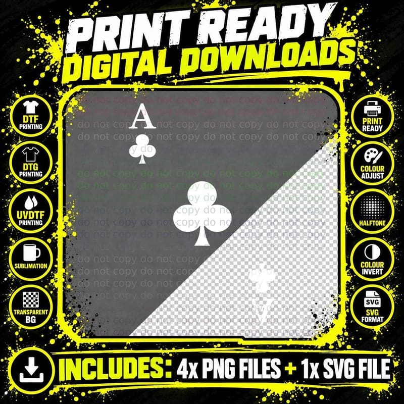 Playing Card Ace of Clubs Carnival Costume Poker Card Png SVG Digital Bundle