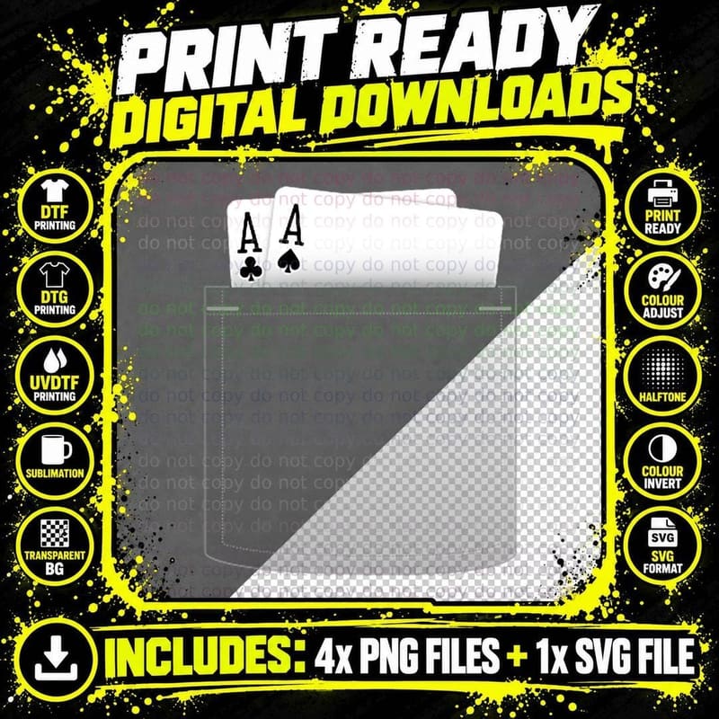 Pocket Aces Poker Shirt (Spades & Clubs) T-Shirt Png SVG Digital Bundle