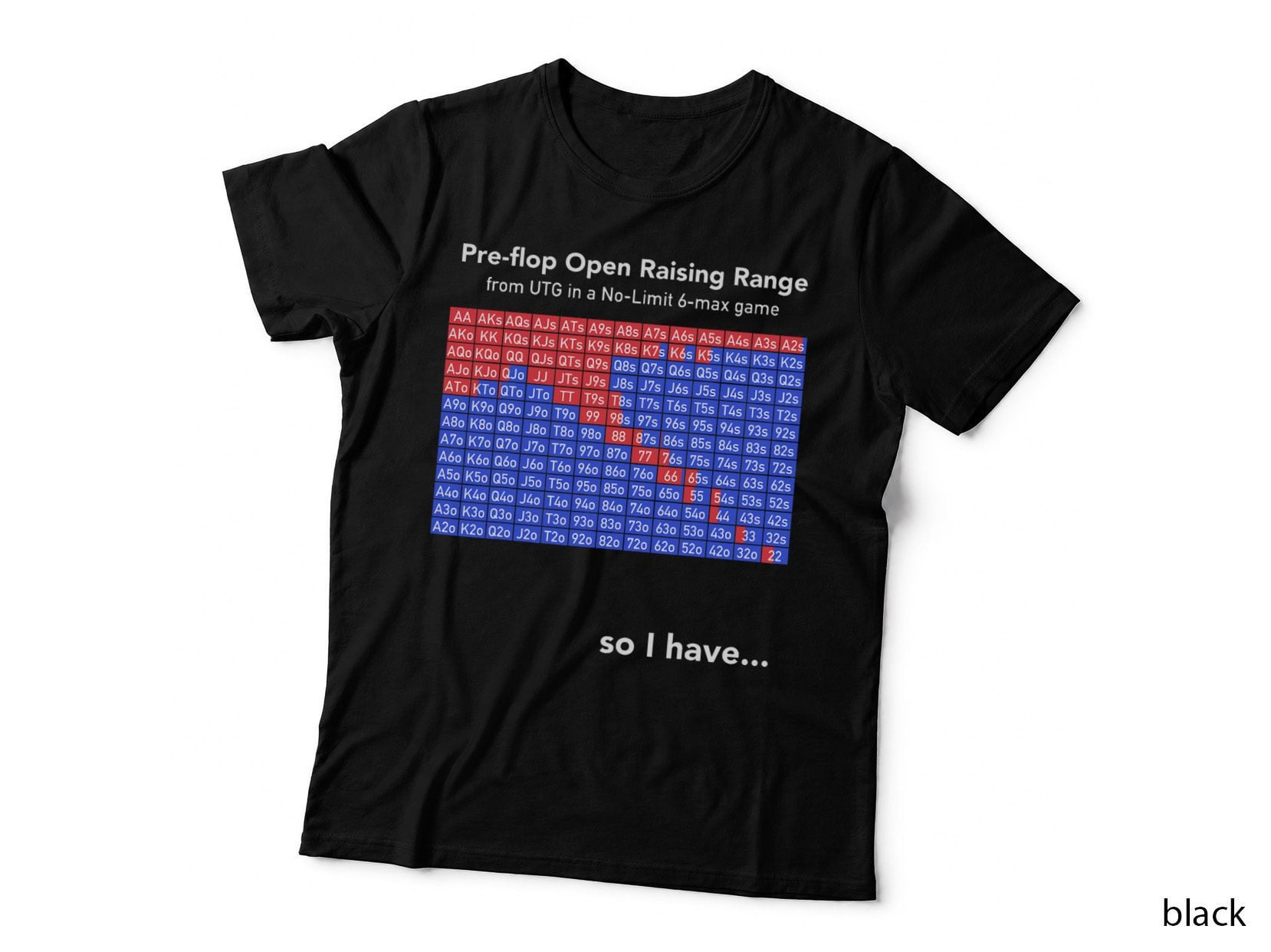 Poker Game UTG Pre-Flop Open Raising Range Casino T-Shirt