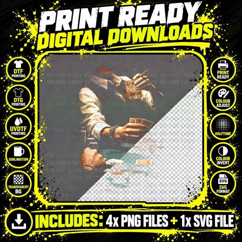 Poker Gentleman T-Shirt, Halftone Old Money Luxury Png SVG Digital Bundle