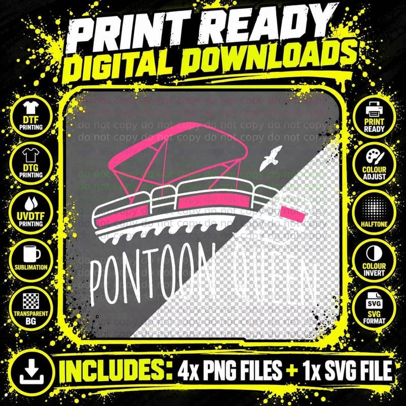 Pontoon Queen I Girl Pontoon Boating Wife Pontoon Boat Png SVG Digital Bundle