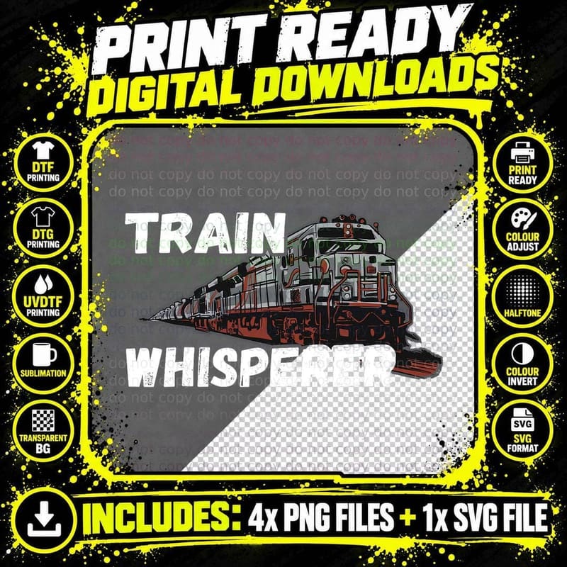 Railroad Train Whisperer Model Train Locomotive Engineer Png SVG Digital Bundle