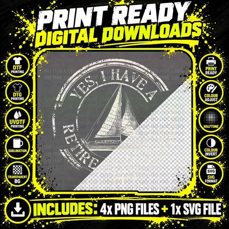 Retirement Sailboat Gift T-Shirt, Nautical Retirement Png SVG Digital Bundle