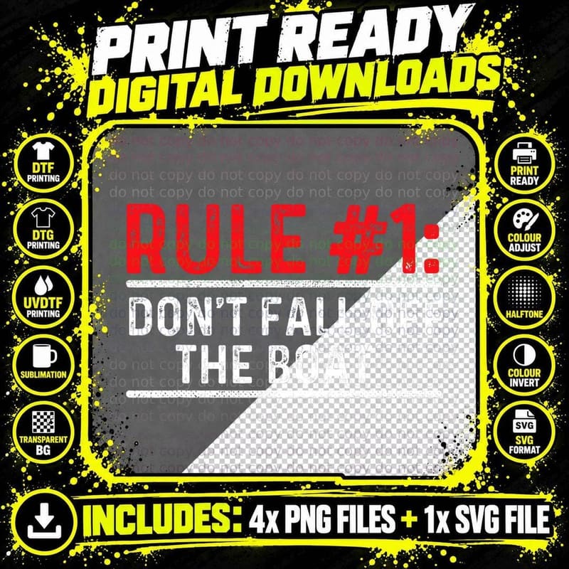 Rule 1 Don't Fall off the Boat - Boating Sailing Png SVG Digital Bundle