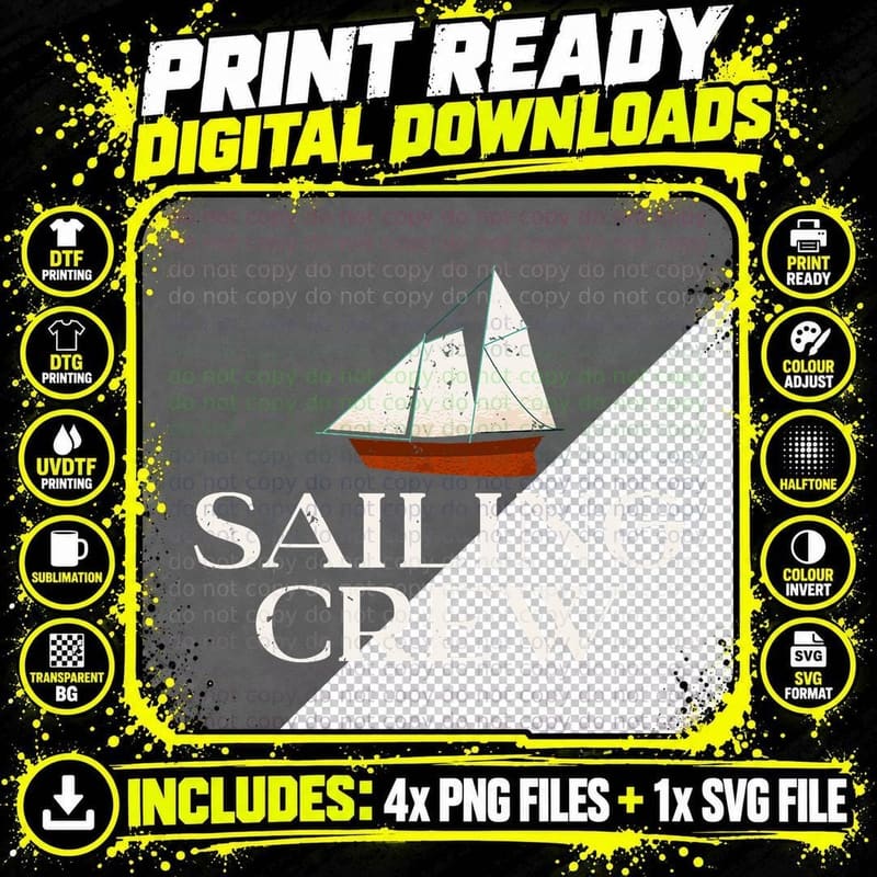 Sailing Crew Boat Captain Sailors T-Shirt Png SVG Digital Bundle