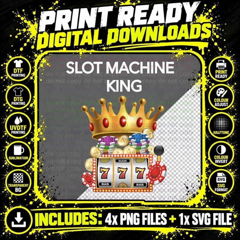 Slot Machine T-Shirt - Hilarious Casino Gambling King Png SVG Digital Bundle