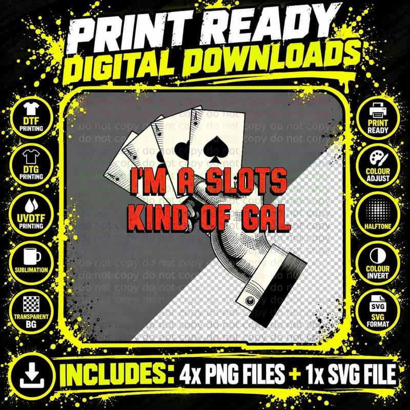 Slots Kind of Gal Casino Gambler Gambling Bettor Poker Png SVG Digital Bundle
